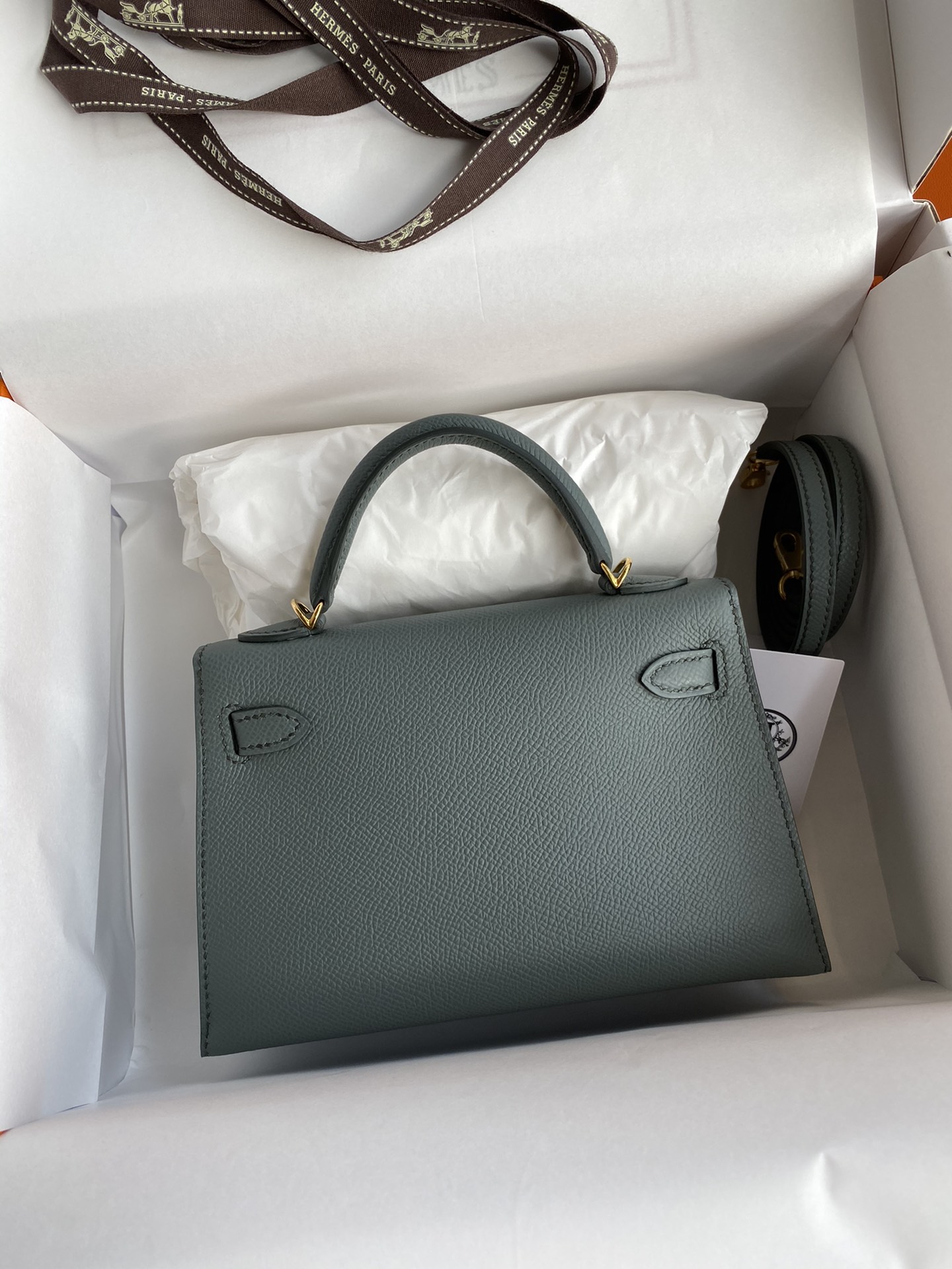 Hermes Kelly Mini II Bag 19CM In Vert Amande Epsom Leather